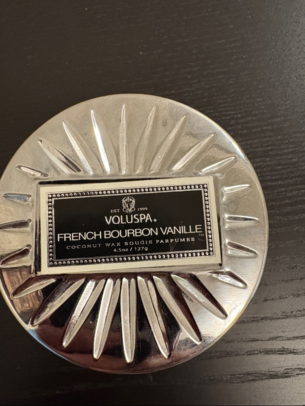 Voluspa French Bourbon Vanille Tin Candle - Silver. NWOT